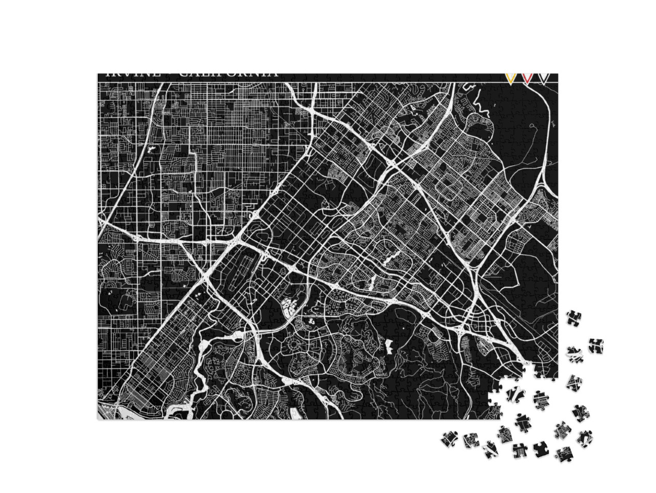 Simple Map of Irvine, California, Usa. Black & White Vers... Jigsaw Puzzle with 1000 pieces