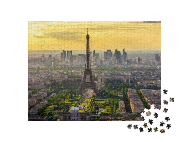 Skyline of Paris with Eiffel Tower At Sunset in Paris, Fr... Jigsaw Puzzle with 1000 pieces