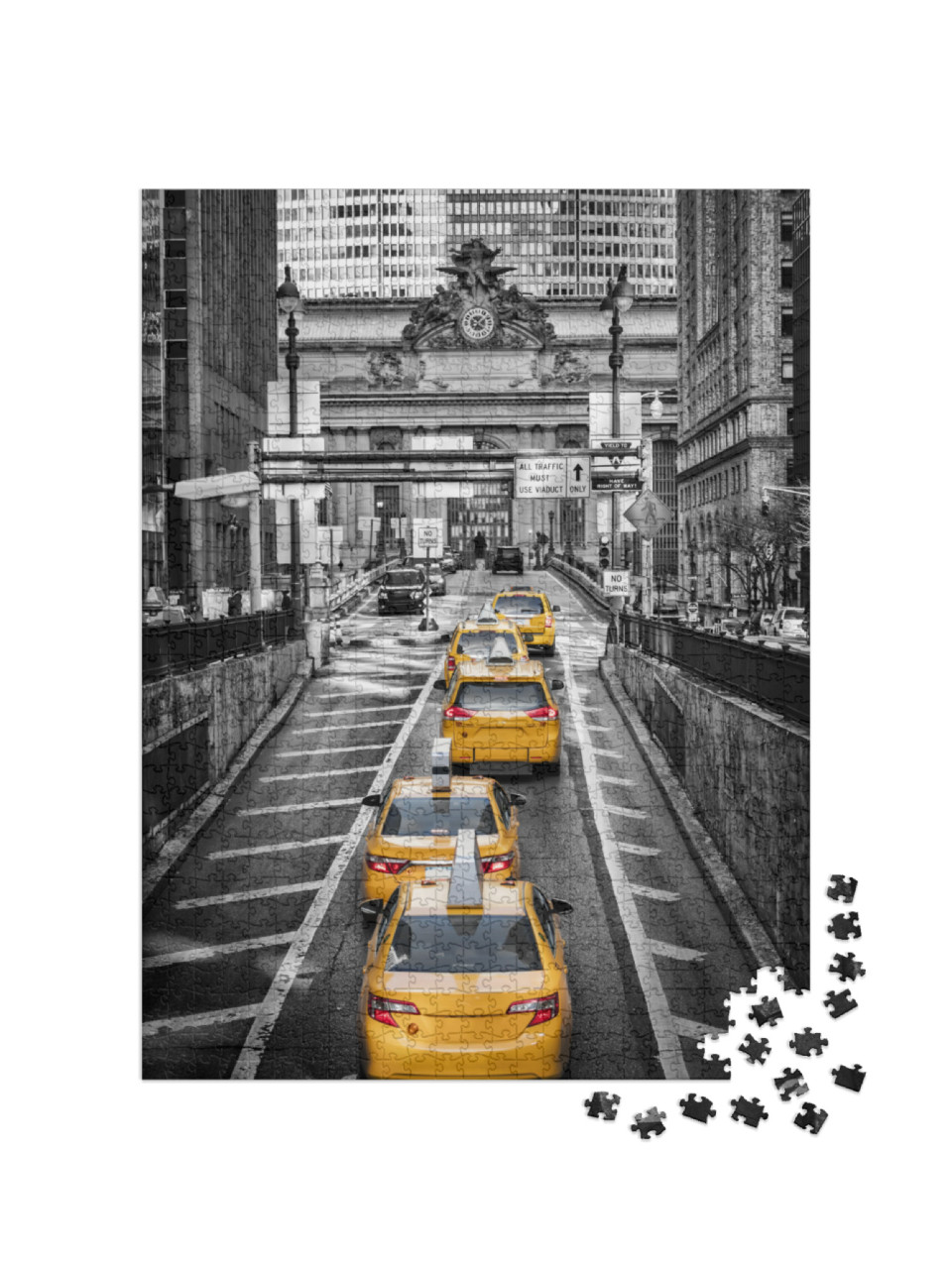 Yellow Cabs on Park Avenue in Front of Grand Central Term... Jigsaw Puzzle with 1000 pieces