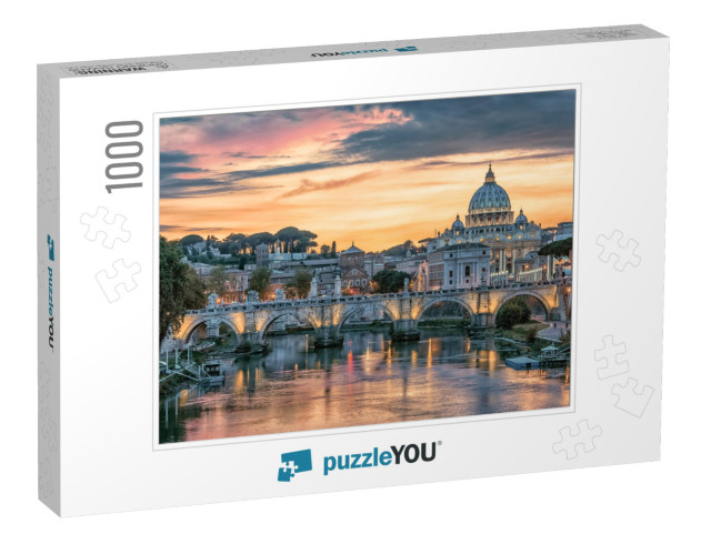 Beautiful Sunset on the City of Rome in Evening... Jigsaw Puzzle with 1000 pieces