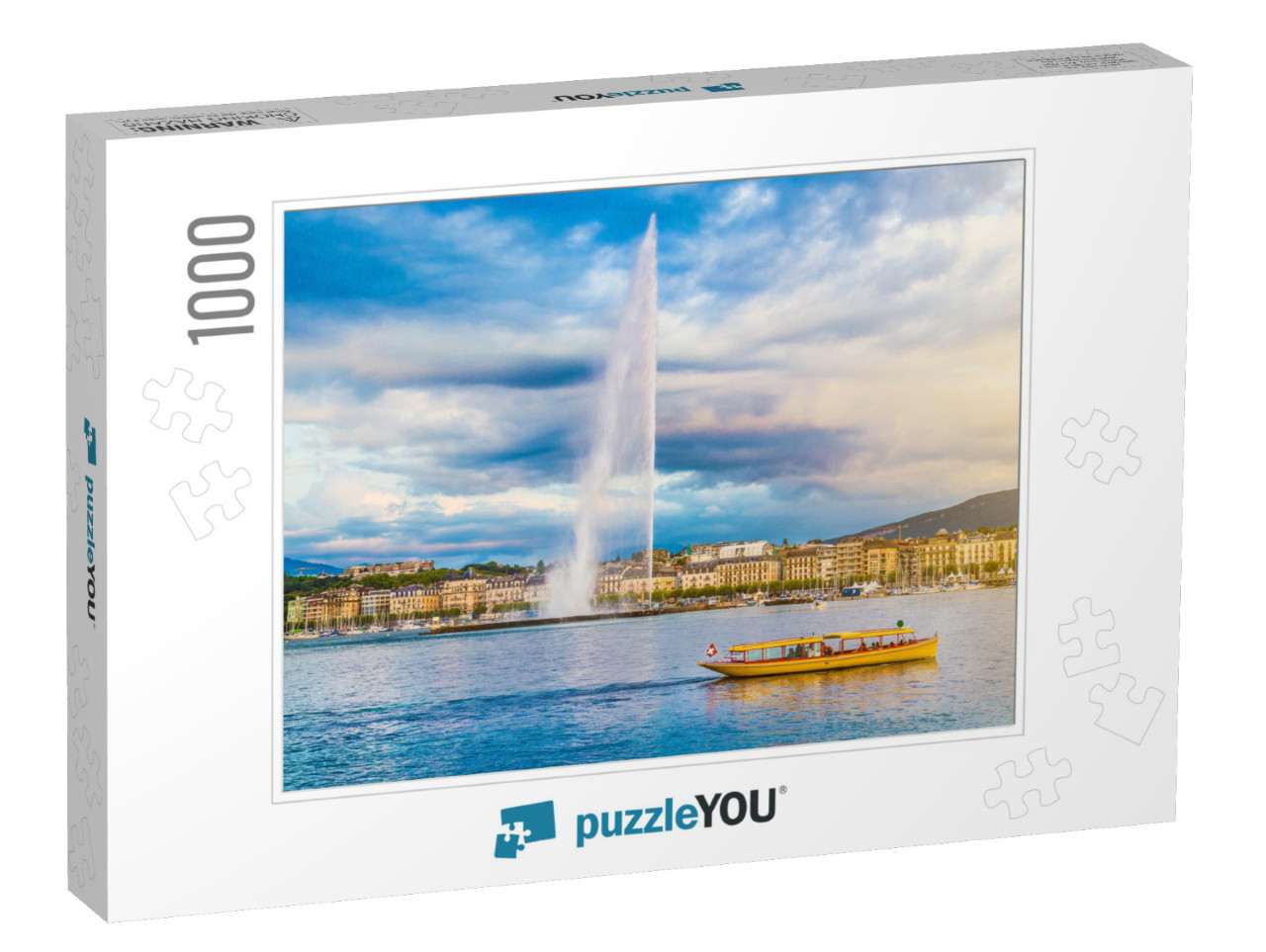 Panoramic View of Geneva Skyline with Famous Jet Deau Fou... Jigsaw Puzzle with 1000 pieces