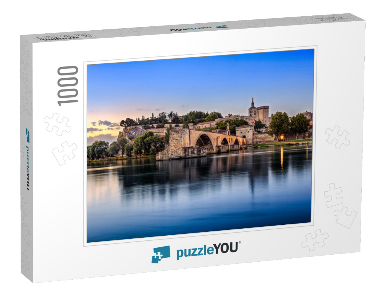 Avignon Bridge with Popes Palace & Rhone River At Sunrise... Jigsaw Puzzle with 1000 pieces