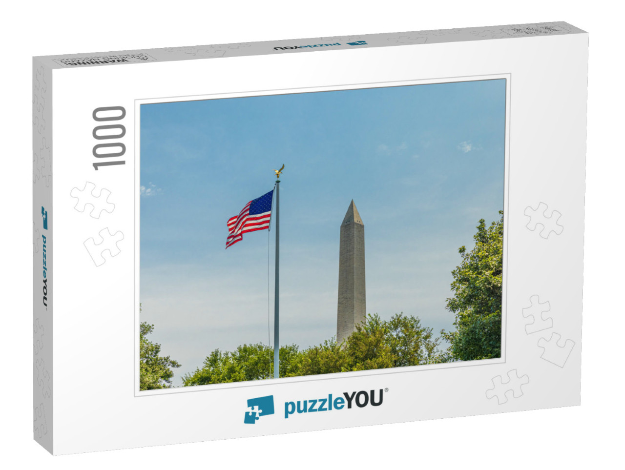 National Flag & George Washington Monument, National Mall... Jigsaw Puzzle with 1000 pieces