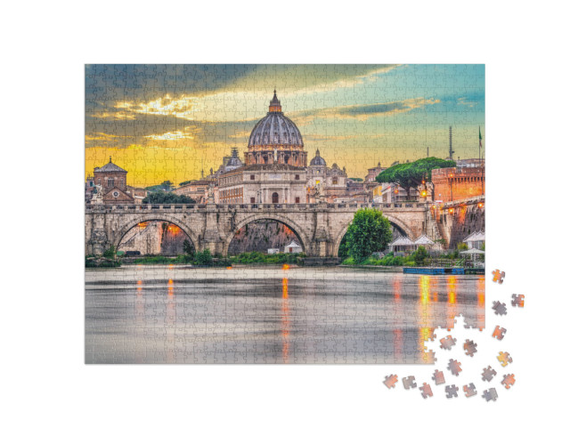 St. Peters Basilica & Ponte Vittorio Emanuele Ii Bridge i... Jigsaw Puzzle with 1000 pieces