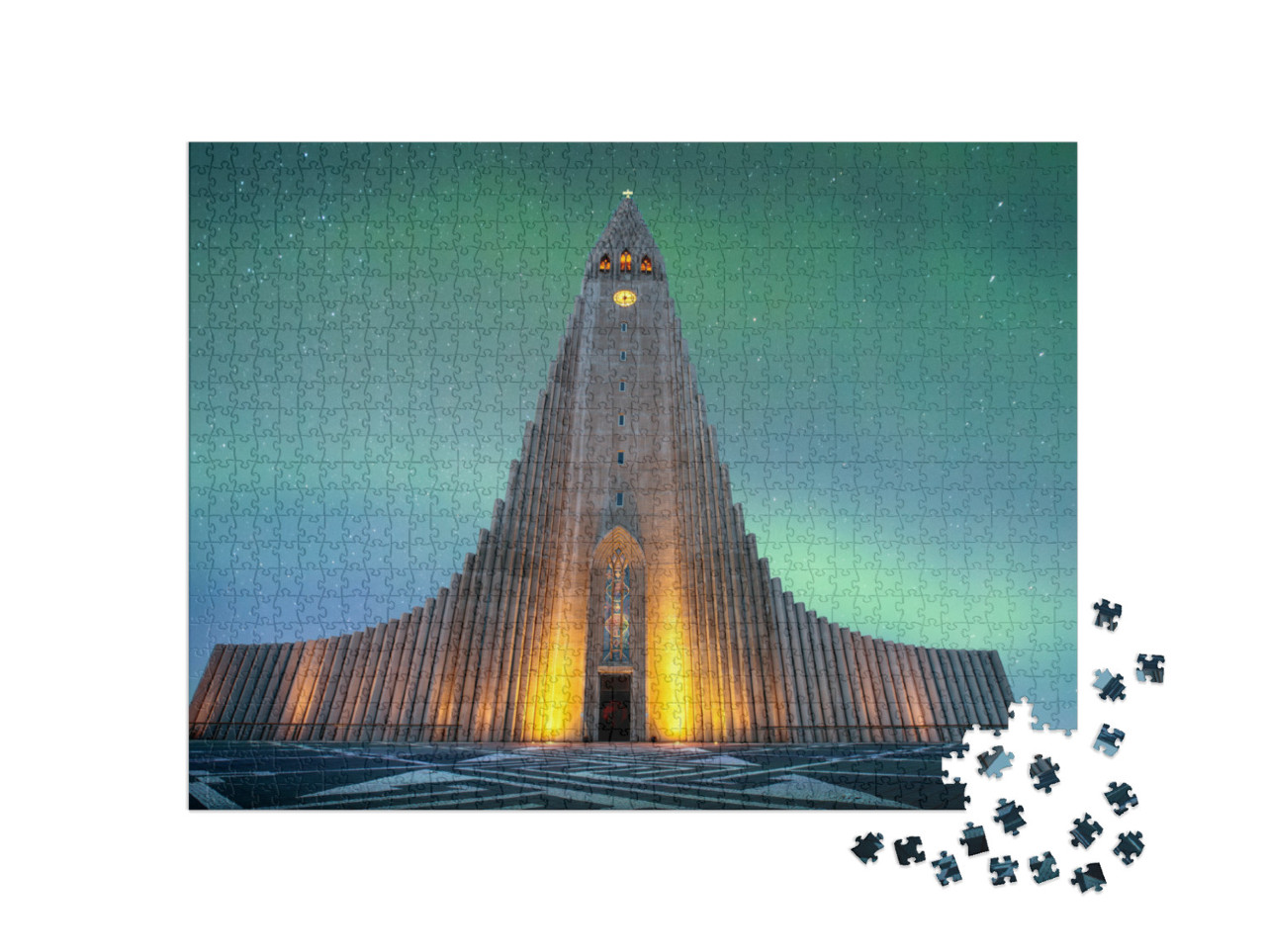 Hallgrimskirkja is a Lutheran Church of Iceland Church in... Jigsaw Puzzle with 1000 pieces