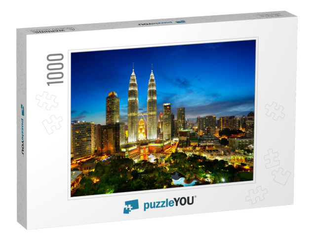 Top View of Kuala Lumper Skyline At Twilight, Malaysia... Jigsaw Puzzle with 1000 pieces