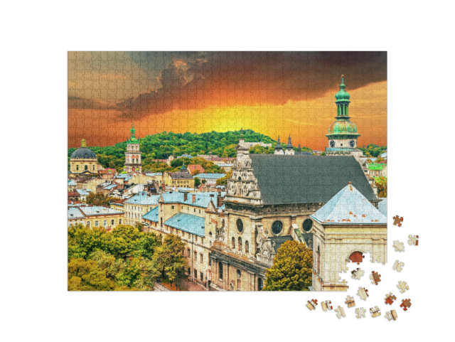 Scenic View on Lviv, City View, Historical City Center, U... Jigsaw Puzzle with 1000 pieces