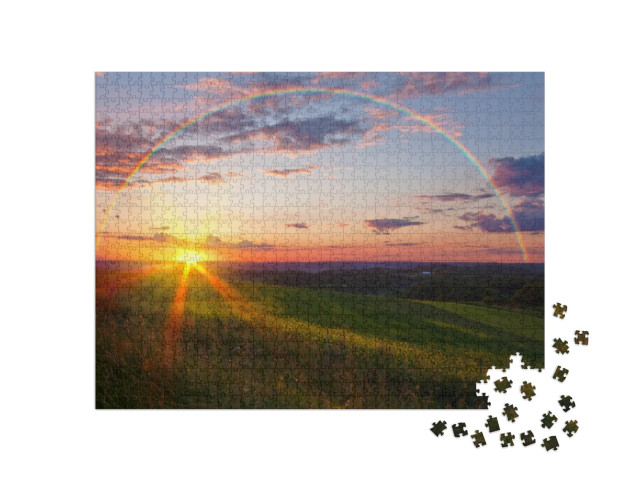 Sunset with Rainbow... Jigsaw Puzzle with 1000 pieces