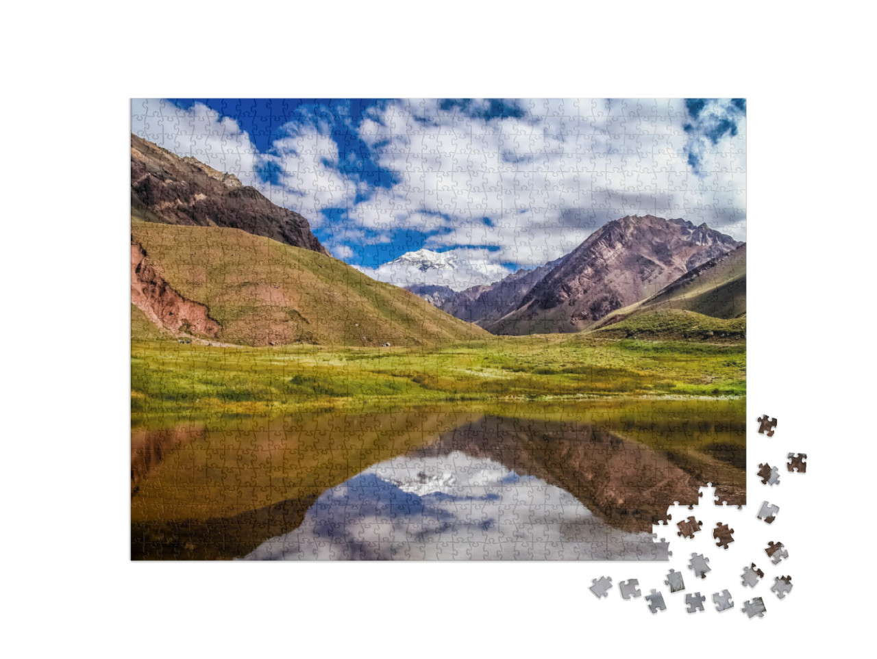 Aconcagua, the Highest Peak in South America Reflected in... Jigsaw Puzzle with 1000 pieces