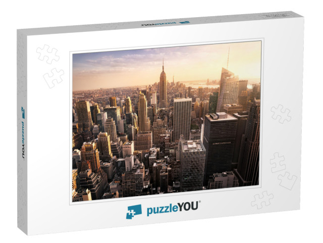 New York City Skyline with Urban Skyscrapers At Sunset, U... Jigsaw Puzzle