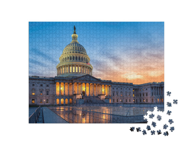 The United States Capitol Building At Sunset, Washington... Jigsaw Puzzle with 1000 pieces