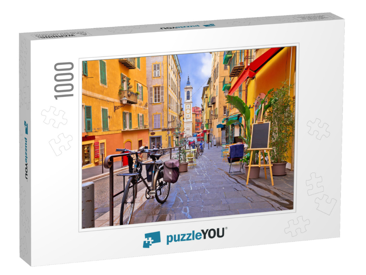 Nice Colorful Street Architecture & Church View, Tourist... Jigsaw Puzzle with 1000 pieces