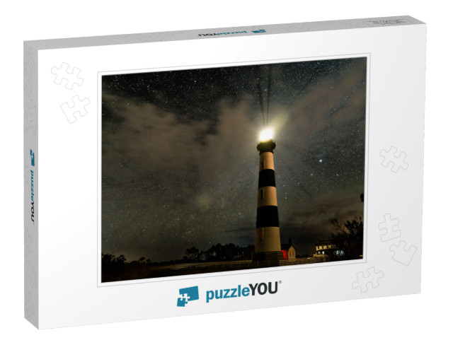 Lighthouse on the Outer Banks Shining Brightly in the Nig... Jigsaw Puzzle