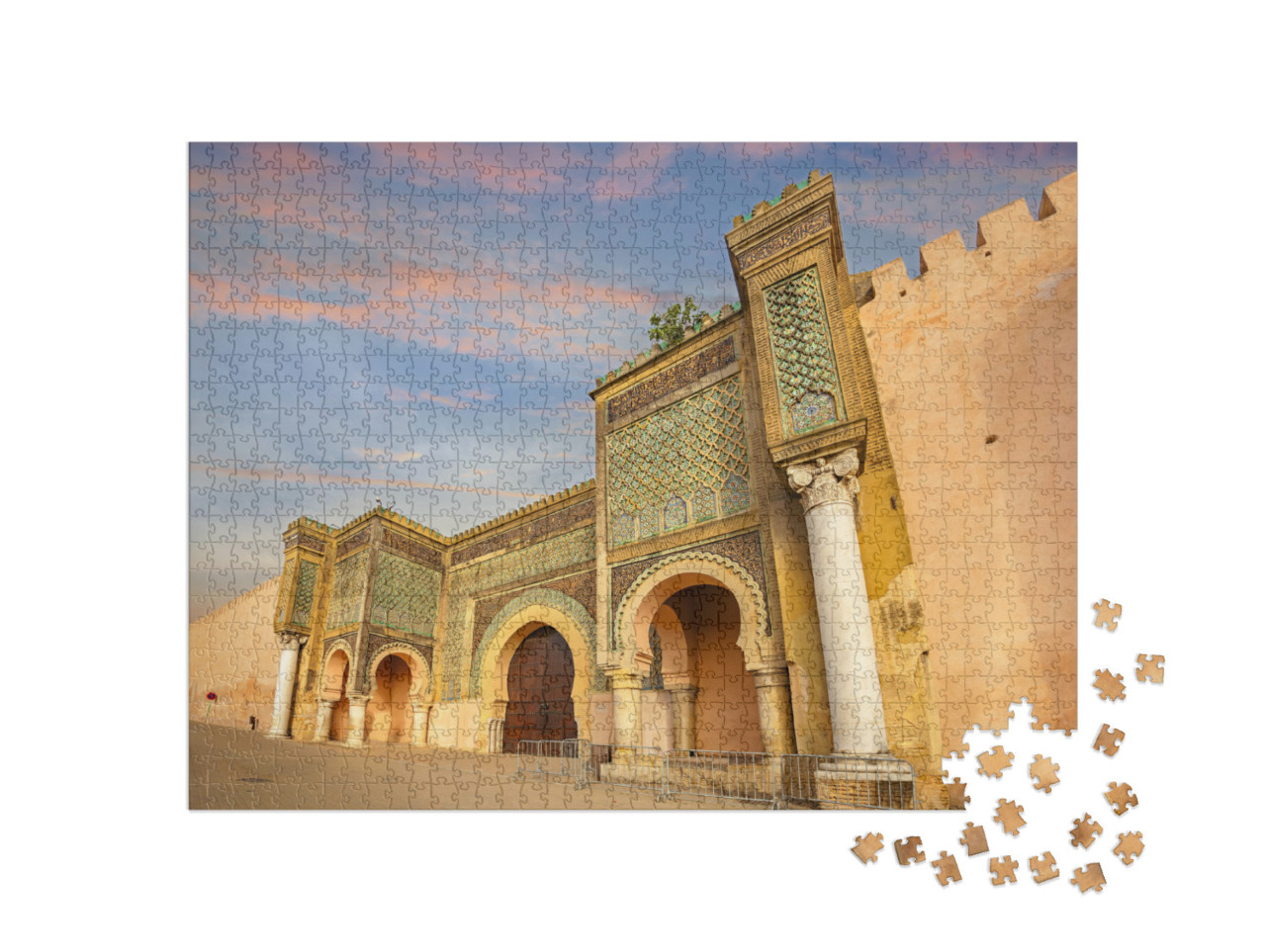 Ancient Gate & Walls of Bab El-Mansour in Meknes. Morocco... Jigsaw Puzzle with 1000 pieces