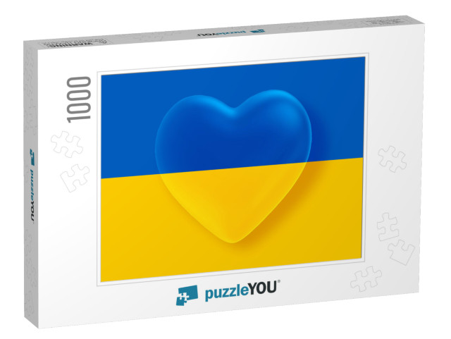 Ukraine Flag in the Shape of Heart Object on Ukraine Flag... Jigsaw Puzzle with 1000 pieces