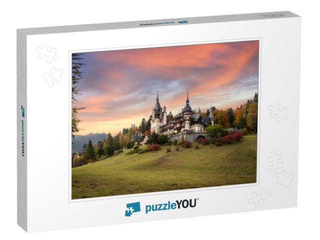 Panorama of Peles Castle, Romania. Beautiful Famous Royal... Jigsaw Puzzle