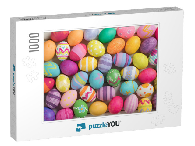 Many Bright & Colorful Easter Eggs Filling the Background... Jigsaw Puzzle with 1000 pieces