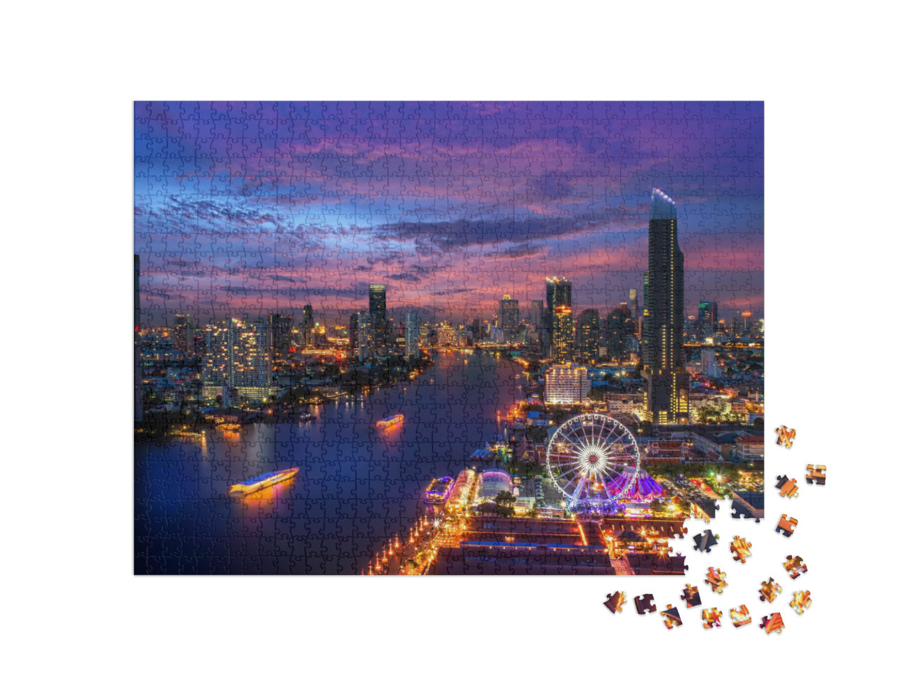 Bangkok Cityscape. Bangkok Night View in the Business Dis... Jigsaw Puzzle with 1000 pieces