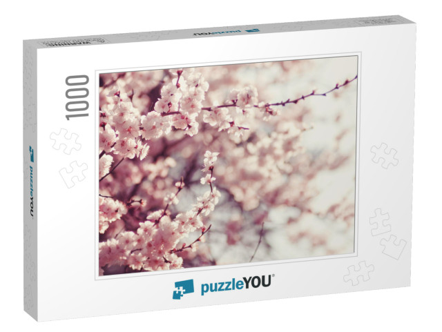 Spring Cherry Blossoms, Pink Flowers... Jigsaw Puzzle with 1000 pieces