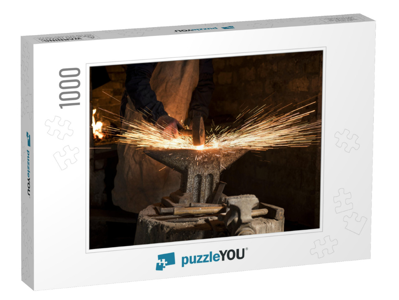 The Blacksmith Manually Forging the Molten Metal on the A... Jigsaw Puzzle with 1000 pieces