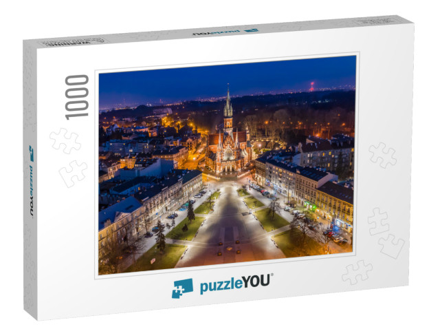 Aerial View of Podgorski Square with St. Josephs Church i... Jigsaw Puzzle with 1000 pieces