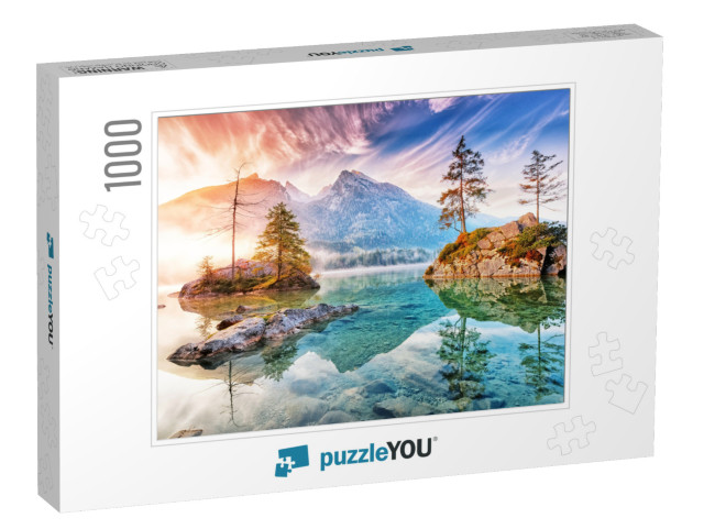 Lake Hintersee in Germany, Bavaria, National Park Ramsau... Jigsaw Puzzle with 1000 pieces