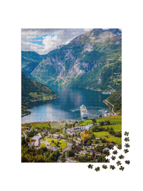 Geiranger Fjord, Beautiful Nature Norway. the Fjord is On... Jigsaw Puzzle with 1000 pieces