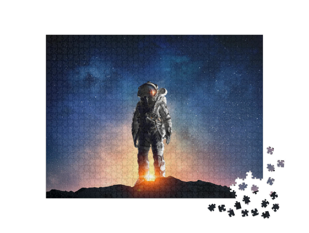 Astronaut in Outer Space. Mixed Media. Mixed Media... Jigsaw Puzzle with 1000 pieces