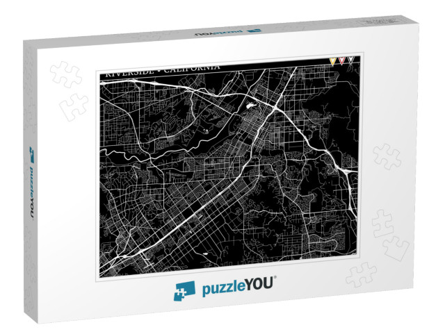 Simple Map of Riverside, California, Usa. Black & White V... Jigsaw Puzzle