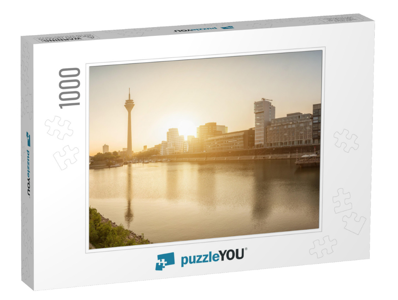 Dusseldorf Media Harbor Panorama At Sunrise, Germany... Jigsaw Puzzle with 1000 pieces