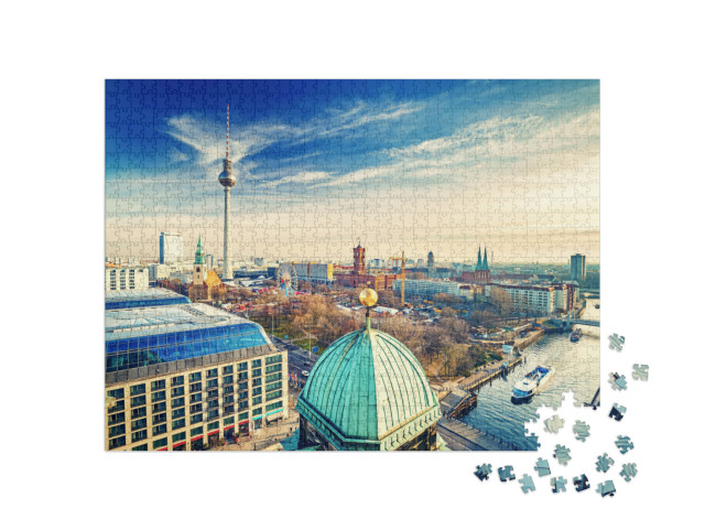 Aerial View on Alexanderplatz & Spree River, Berlin, Germ... Jigsaw Puzzle with 1000 pieces