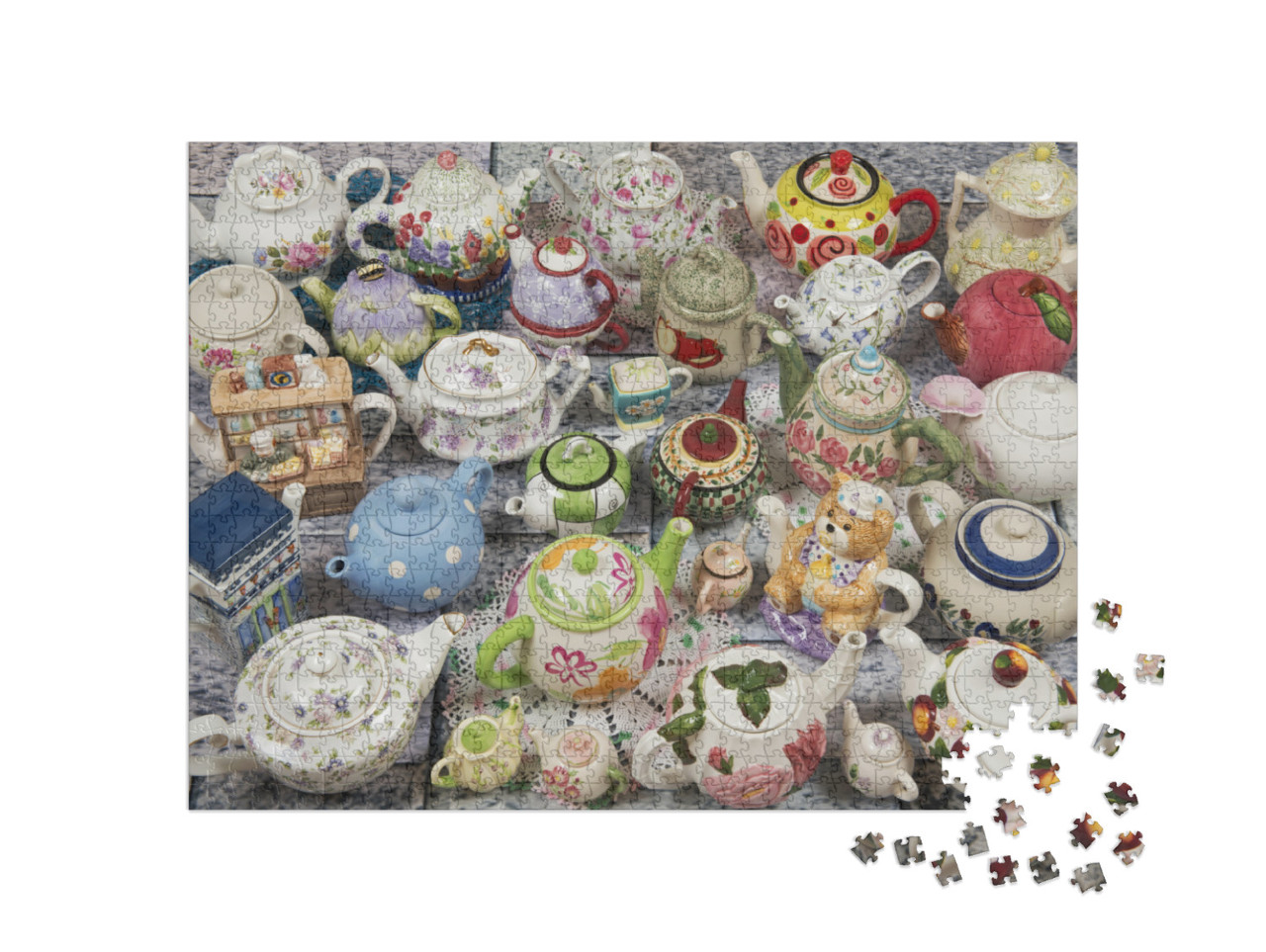 Tea Pots Photo Collage Jigsaw Puzzle with 1000 pieces