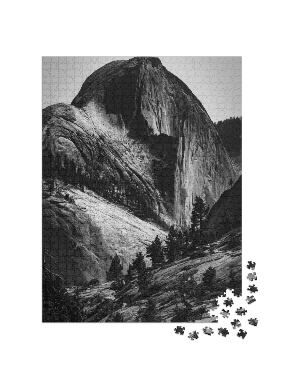 Black & White Image of Half Dome in Yosemite National Par... Jigsaw Puzzle with 1000 pieces