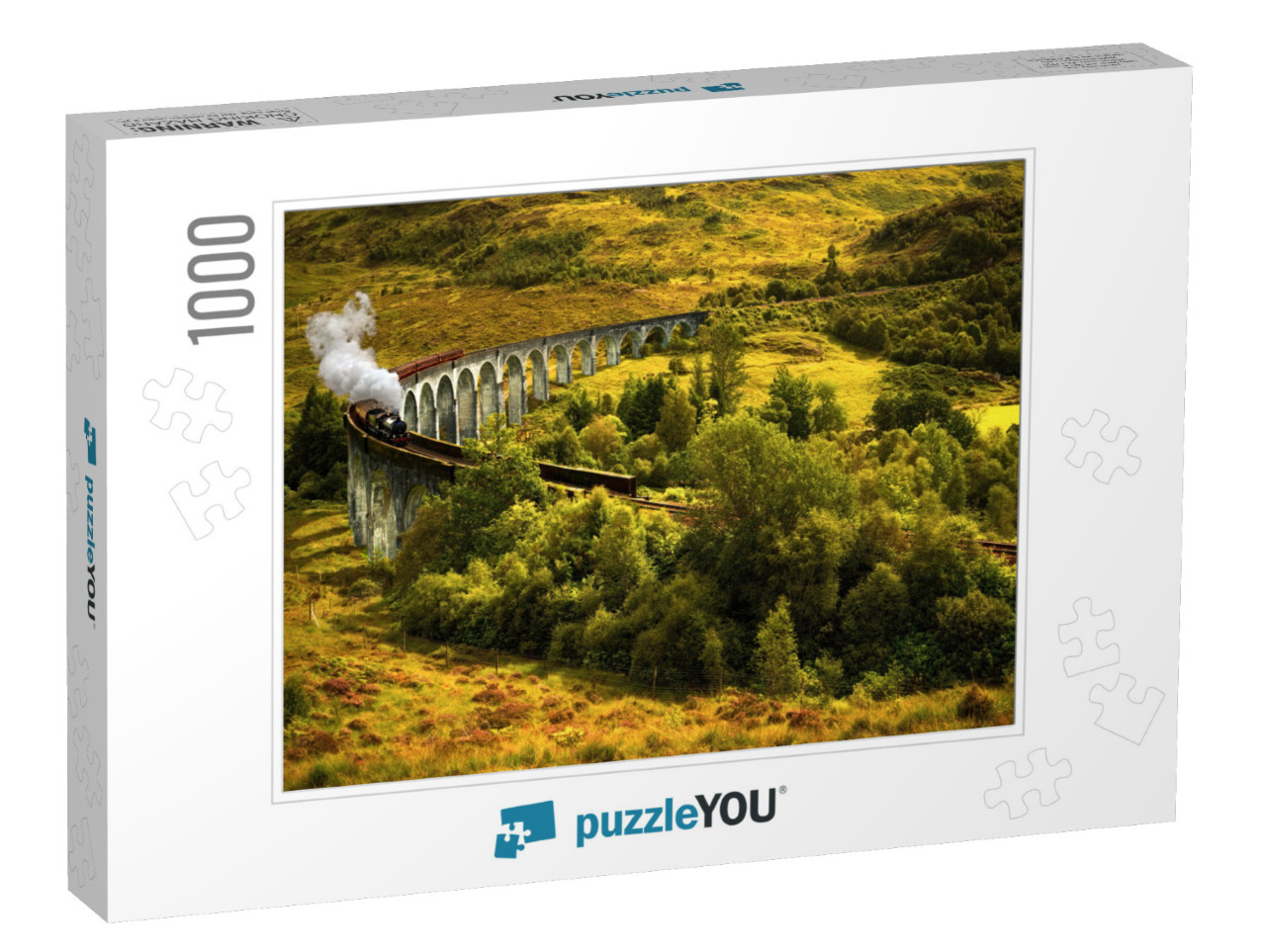 Jacobite Steam Train on Old Viaduct in Glenfinnan, Scotla... Jigsaw Puzzle with 1000 pieces