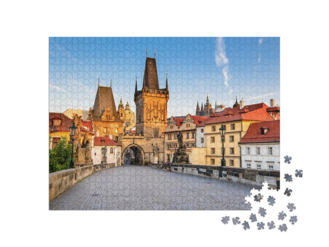 Prague, Czech Republic. Charles Bridge with Its Statuette... Jigsaw Puzzle with 1000 pieces