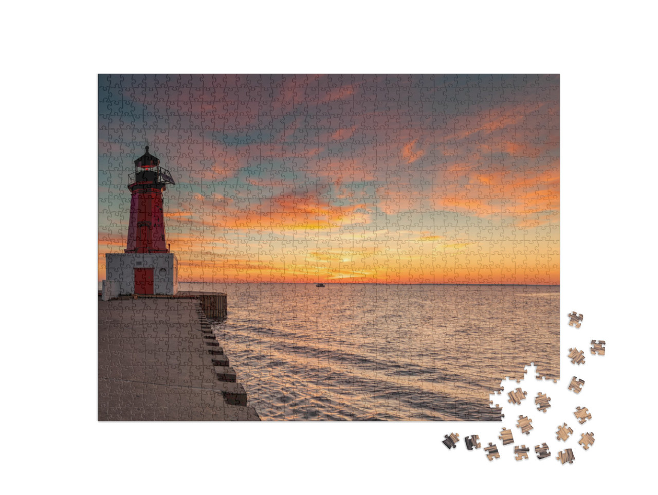 Lighthouse on Green Bay Wi... Jigsaw Puzzle with 1000 pieces