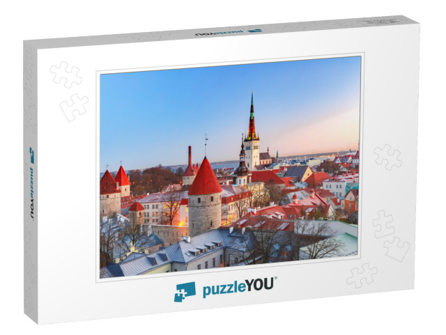 Aerial Cityscape with Medieval Old Town, St. Olaf Baptist... Jigsaw Puzzle