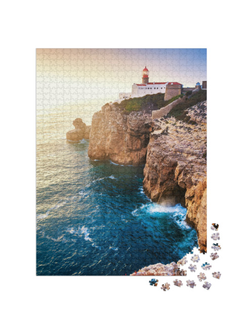 Lighthouse on Cape St. Vincent At Sunset in Algarve, Port... Jigsaw Puzzle with 1000 pieces