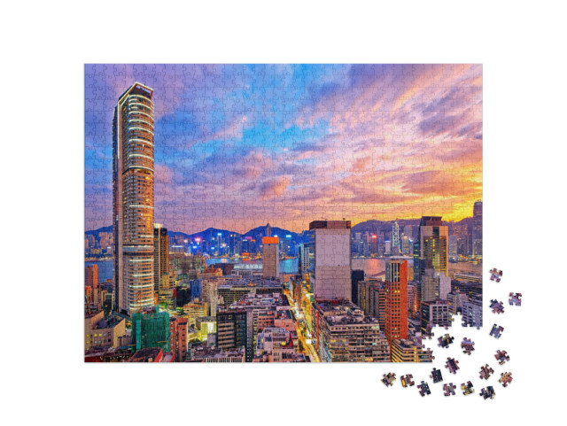 Hong Kong Skyline At Sunset... Jigsaw Puzzle with 1000 pieces