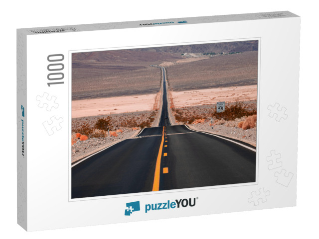 Empty Road in Death Valley National Park California... Jigsaw Puzzle with 1000 pieces