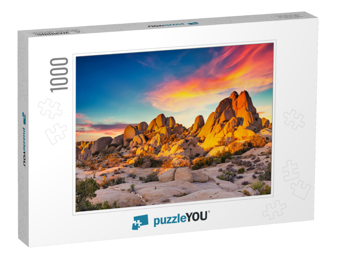 Rocks in Joshua Tree National Park Illuminated by Sunset... Jigsaw Puzzle with 1000 pieces