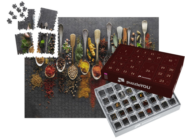 Herbs & Spices on Graphite Background... | Jigsaw Puzzle Advent Calendar