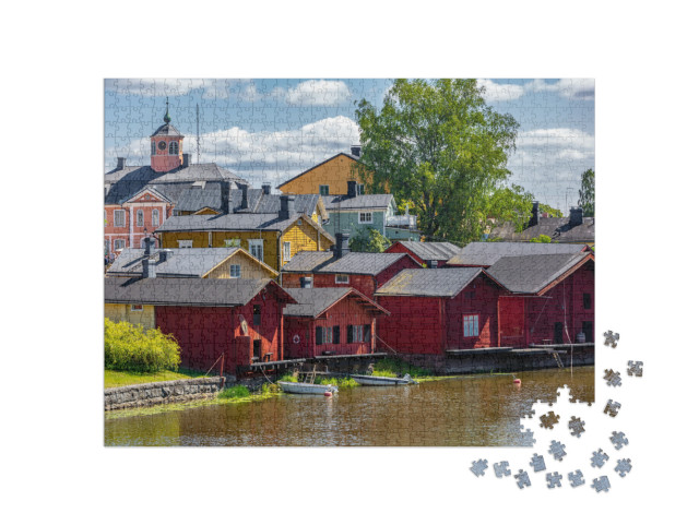 Porvoo, Finland. Old Wooden Red Houses in Old Town of Por... Jigsaw Puzzle with 1000 pieces