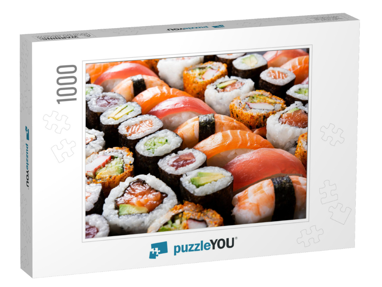 Overhead Japanese Sushi Food. Maki Ands Rolls with Tuna... Jigsaw Puzzle with 1000 pieces