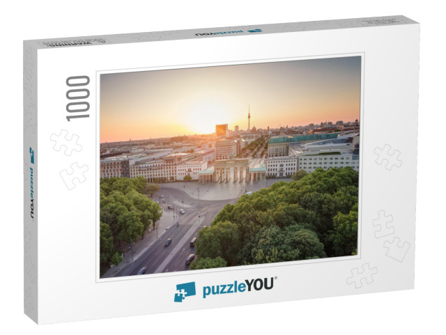 The Brandenburg Gate in Berlin At Sunrise, Germany... Jigsaw Puzzle with 1000 pieces