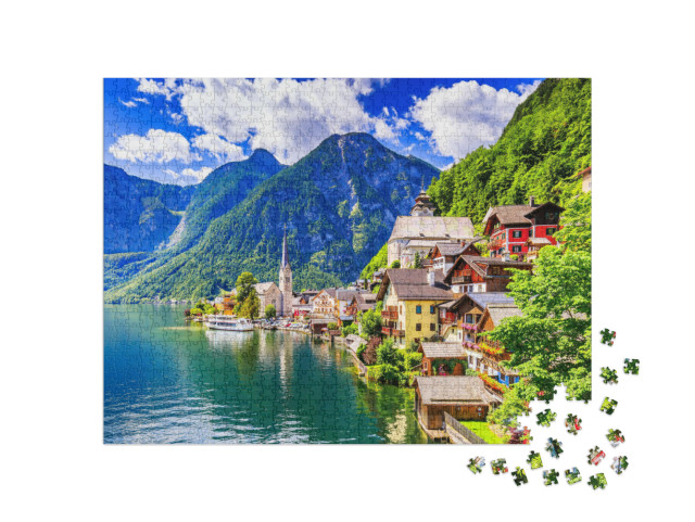 Hallstatt, Austria. Mountain Village in the Austrian Alps... Jigsaw Puzzle with 1000 pieces