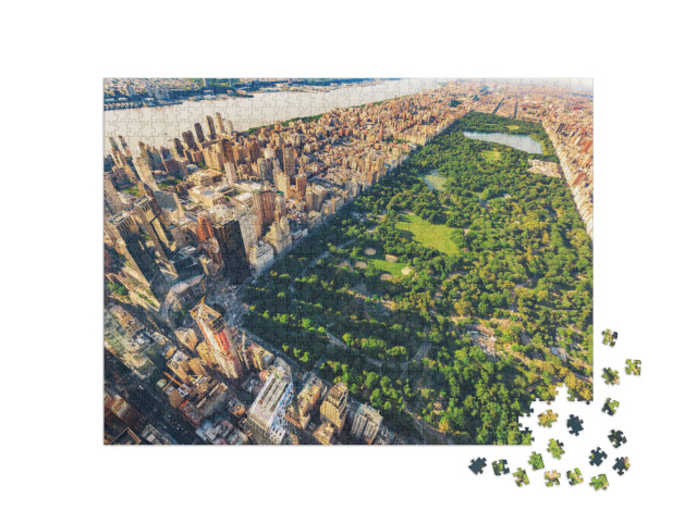 Aerial View of Manhattan New York Looking North Up Centra... Jigsaw Puzzle with 1000 pieces