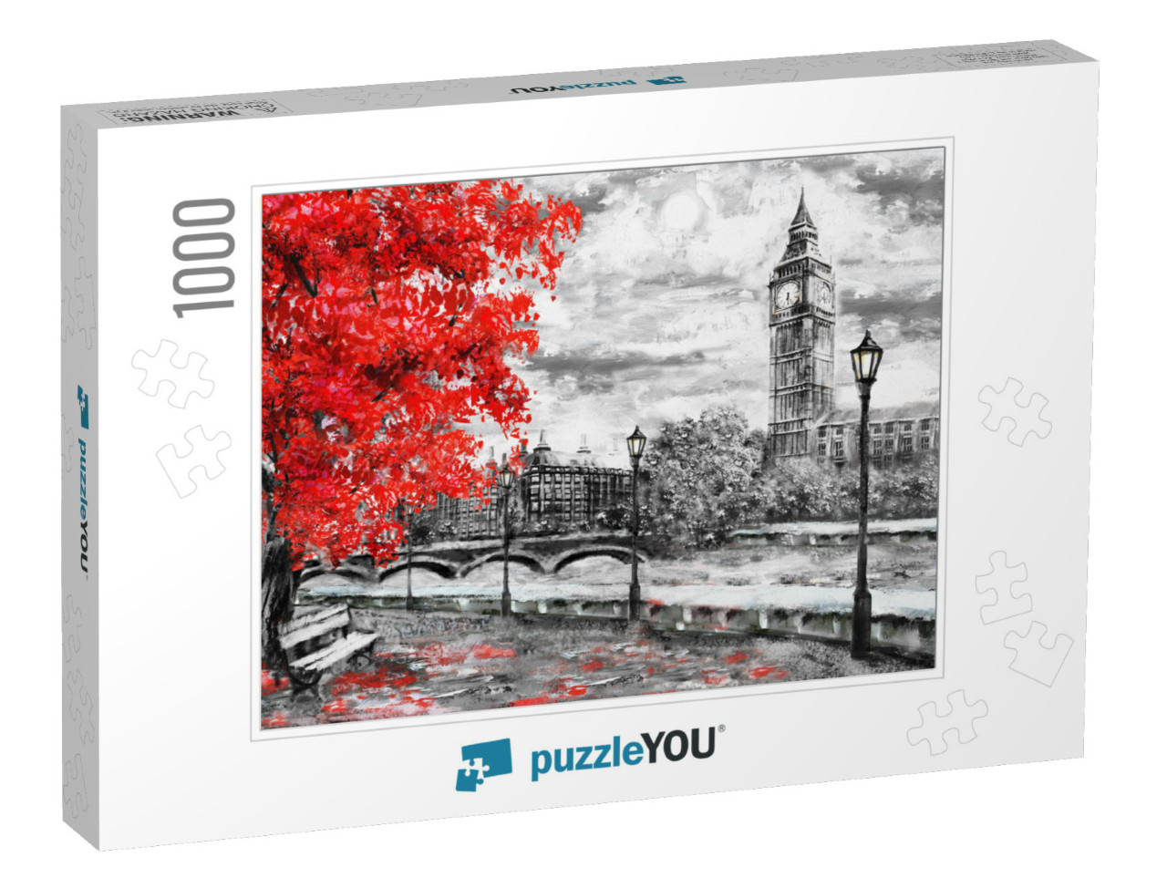 Oil Painting on Canvas, Street of London. Artwork. Big Be... Jigsaw Puzzle with 1000 pieces