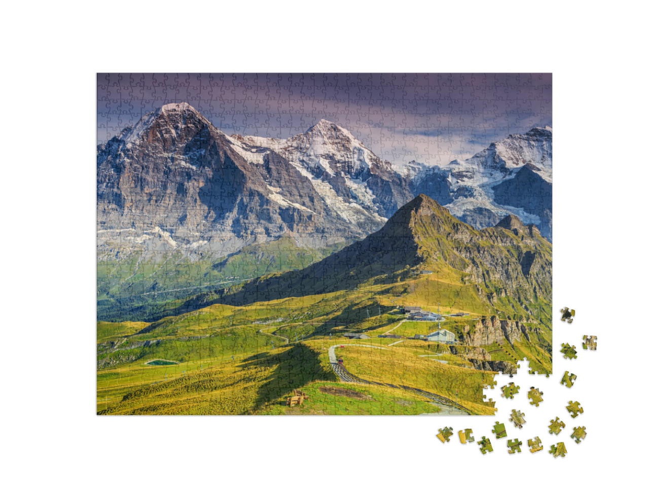 Stunning Alpine Panorama with Jungfrau, Monch, Eiger Nort... Jigsaw Puzzle with 1000 pieces