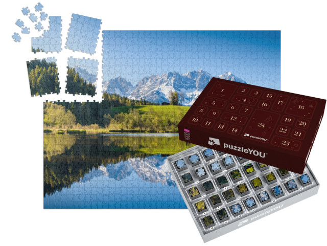 Idyllic Alpine Scenery, Snowy Mountains Mirroring in a Sm... | Jigsaw Puzzle Advent Calendar